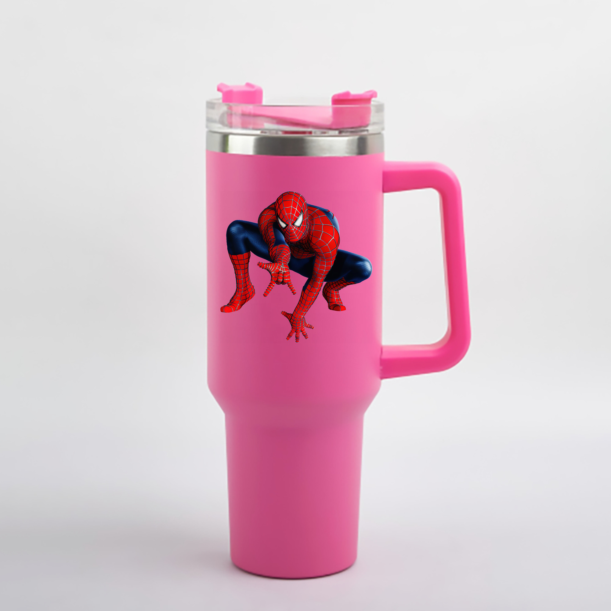 （画像用） Spider Man スパイダーマン 1200mL車用タンブラー - クリスタルステッカー（プラスチックストロー付き）